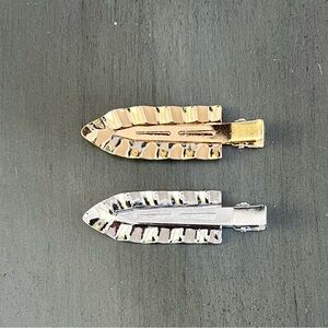 Gold & Silver Ruffle Dent-Free No Crease Prep Alligator Clip Two 2 Piece Set